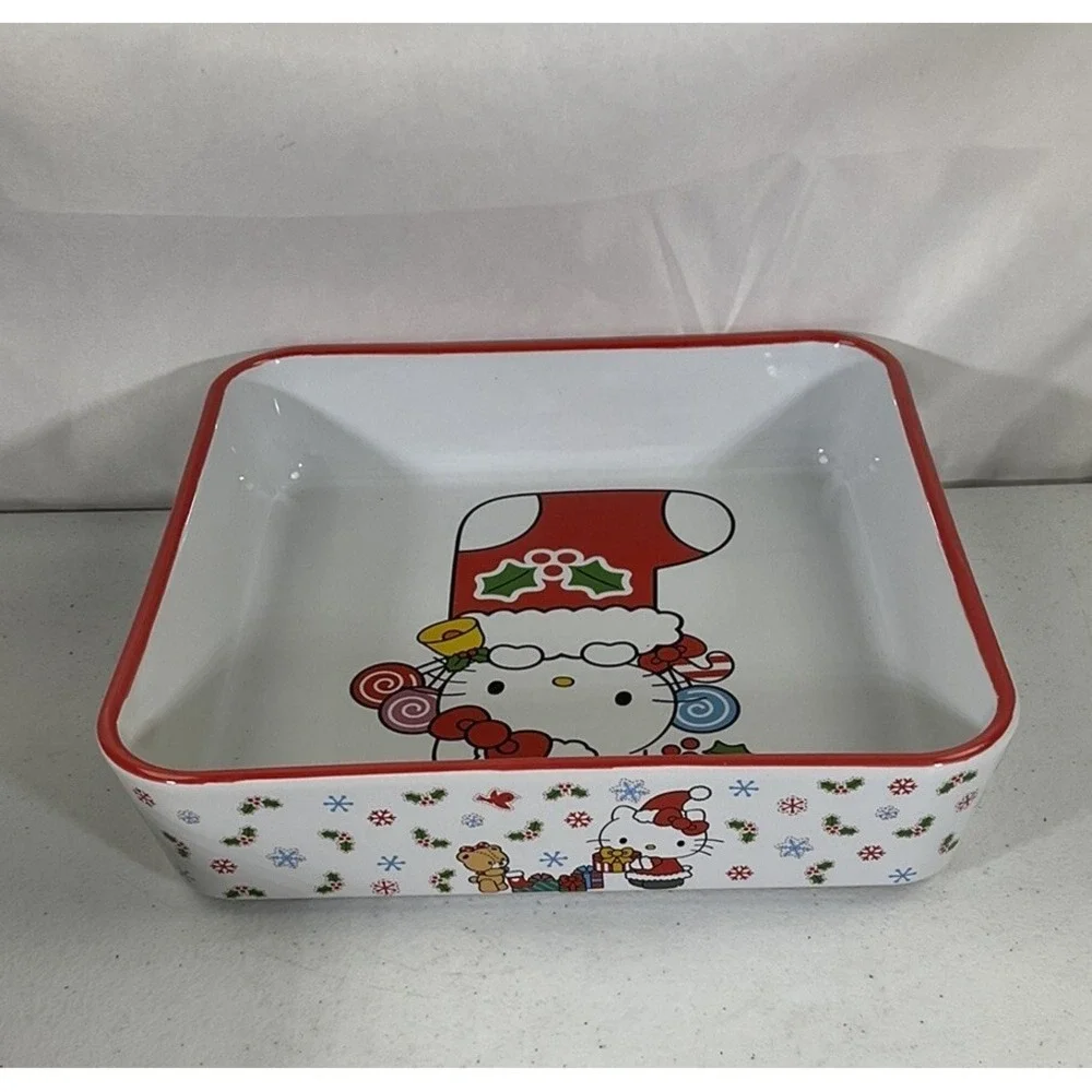 Sanrio Hello Kitty Stocking Christmas Square Baking Dish Casserole Pan
